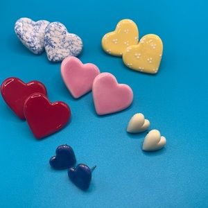 6 Pairs of Heart Earrings